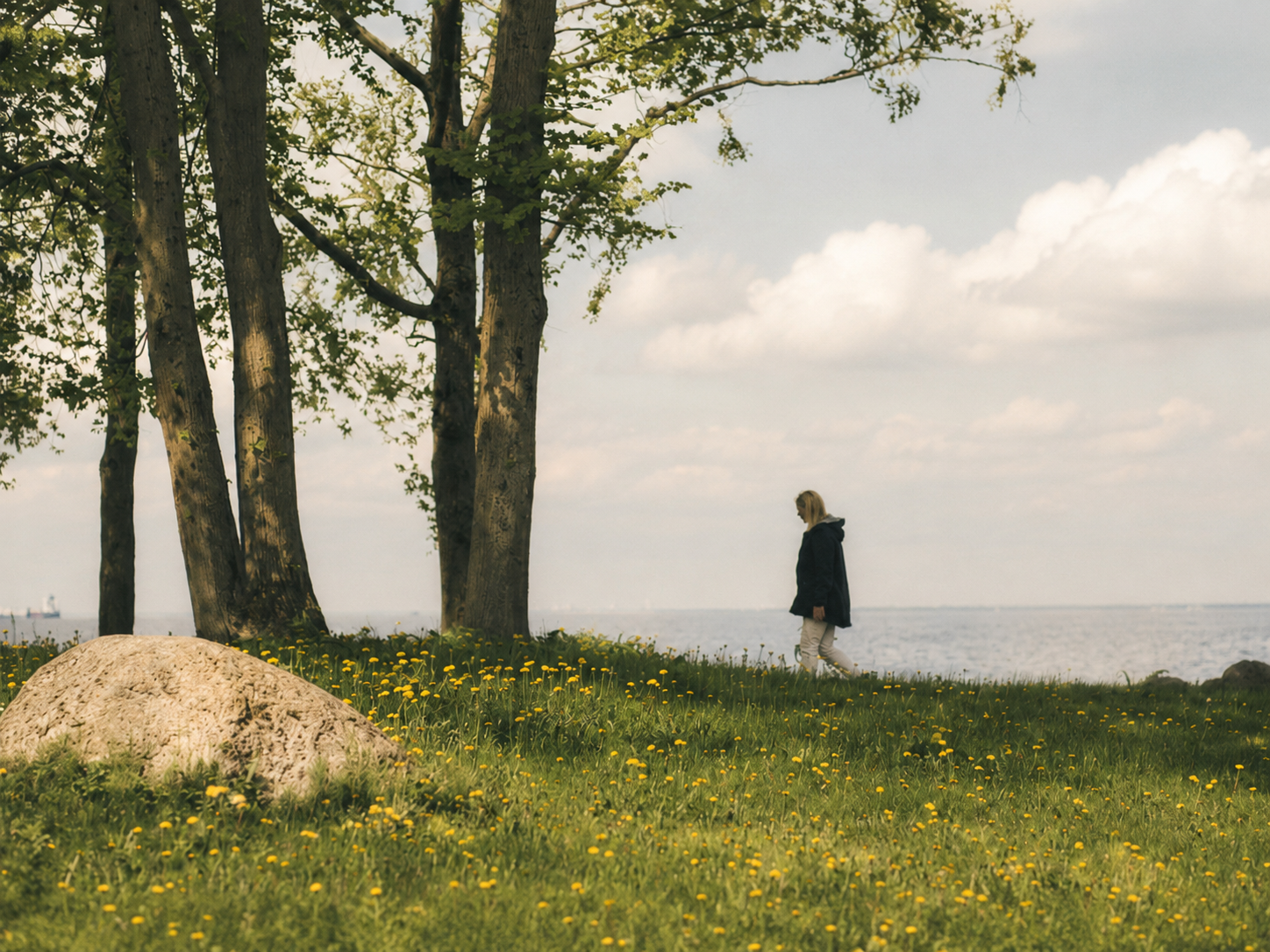 woman walking in forest